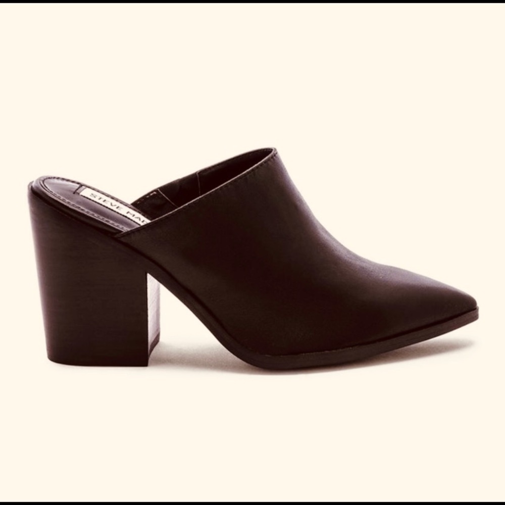 Black Leather Steve Madden Mule Size 8